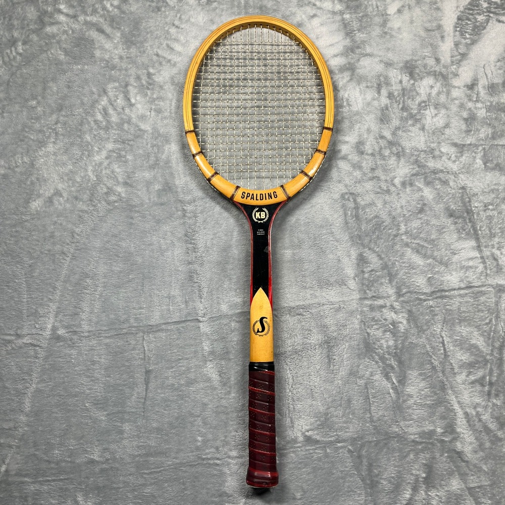 Vintage Spalding KRO BAT Tennis Racquet 27" Brown All White Ash Bow Wood Belgium
